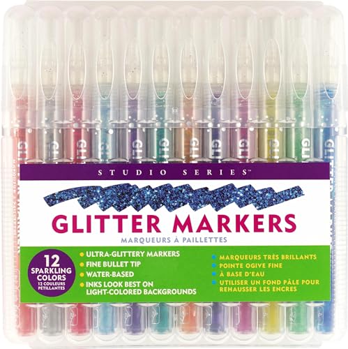 Glitter marker 12 pièces pour décorer les cartes de vœux familiales