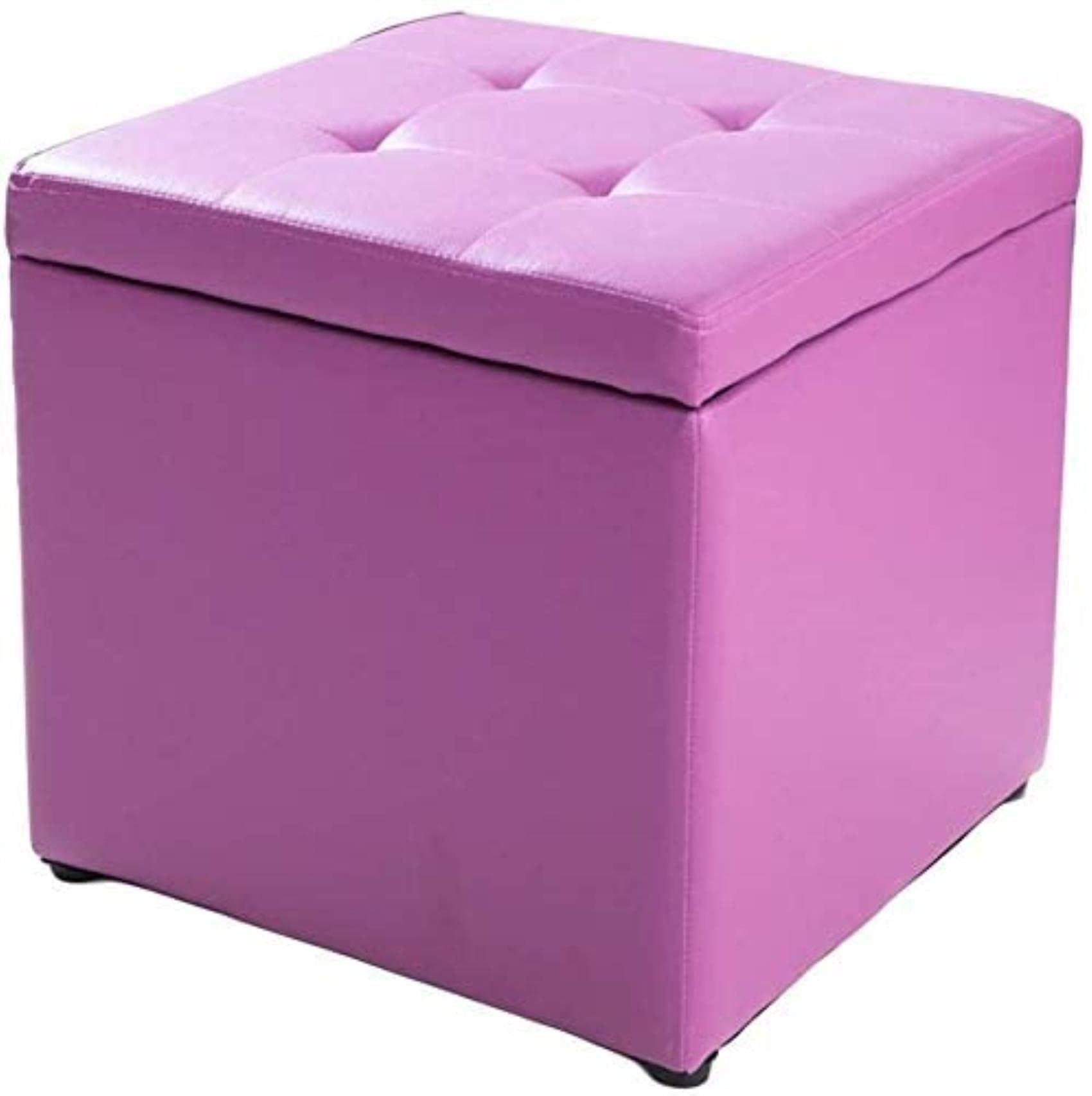 Repose-pieds coffre en similicuir violet | 40x40x40 cm