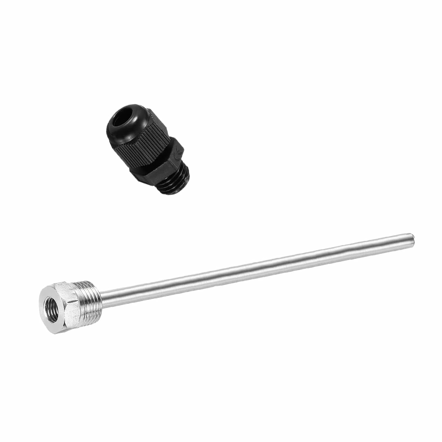 Weldless 304 Stainless Steel Thermowell with Cable Gland Temperature Sleeve for Homebrew Beer Fermenter Home Brewing Winemaking Enthusiasts (80 * 200mm/0.31 * 7.87in)