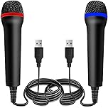 BM 2 Pack Wired USB Microphone for Guitar Hero, Rock Band, Lets Sing - Compatible with Xbox One, Xbox 360, PS2, PS3, PS4, PS5, Switch, Wii, Wii U