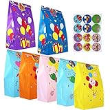 ※ Package: 20 PCS Treat paper bags and stickers per pack. Bag's Color: Blue, Purple, Light Blue, Lake Blue, Pink, Orange, Yellow ※ Size: Medium paper bags measure about 5.1 X 3.1 X 9.4 inches ※ Material: High quality kraft paper and Food grade water-...