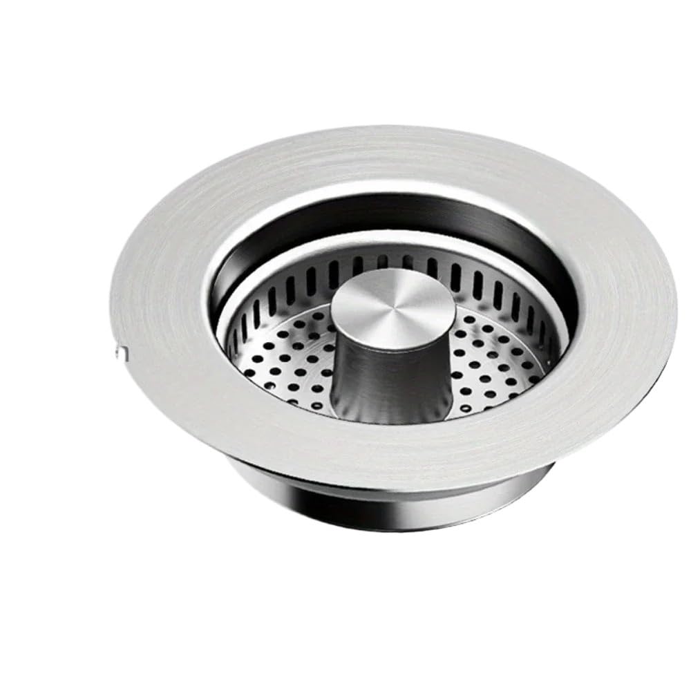 3-in-1 Stainless Steel Kitchen Sink Strainer - Pop-Up Stopper with Anti-Clogging Basket and Odor Filter, Easy Clean Drain Strain