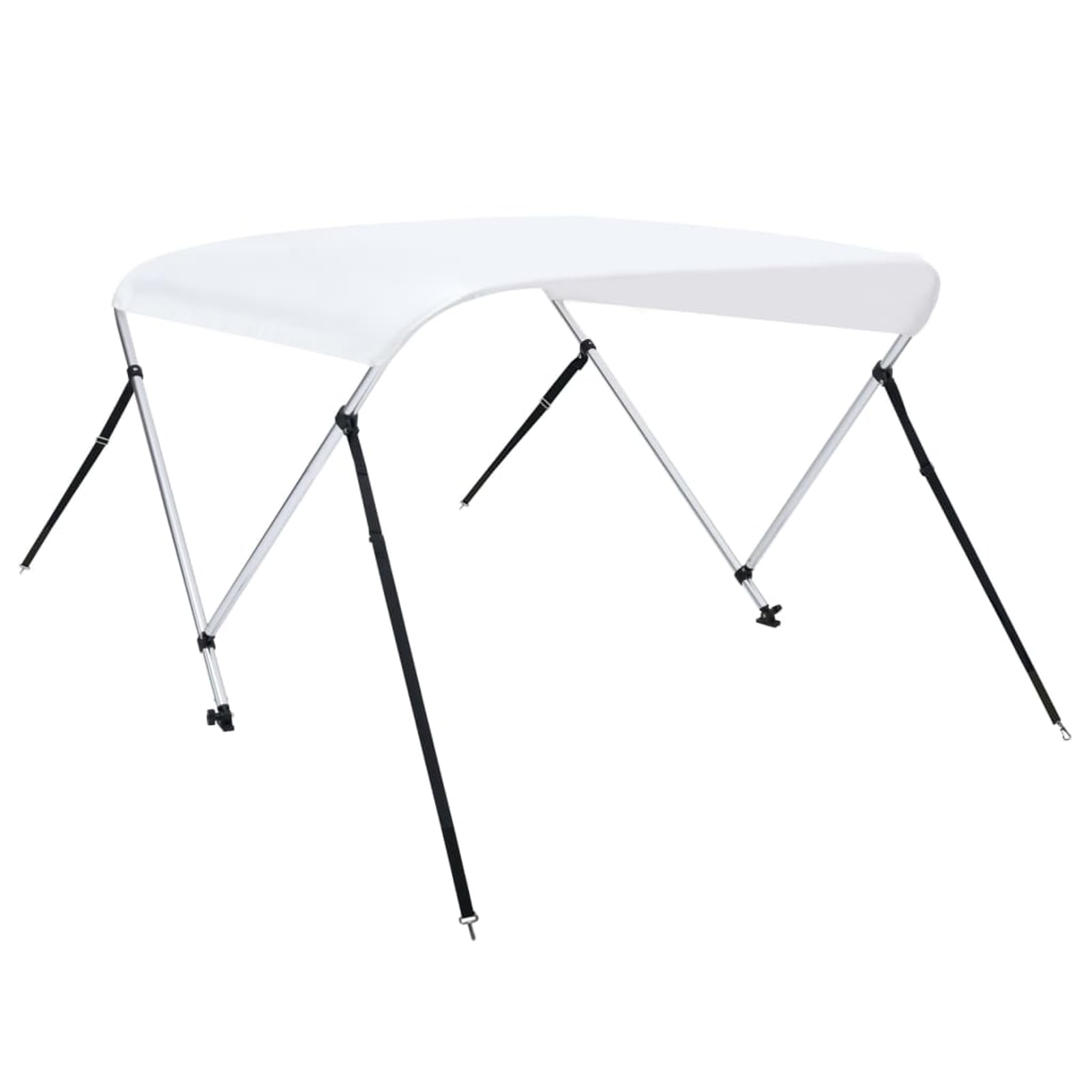 Homgoday Telone per barca Bimini, telaio a 2 archi, altezza 110 cm, larghezza 125-135 cm, bianco, resistente ai raggi UV e all'acqua, per uso a lungo termine, modello 93124