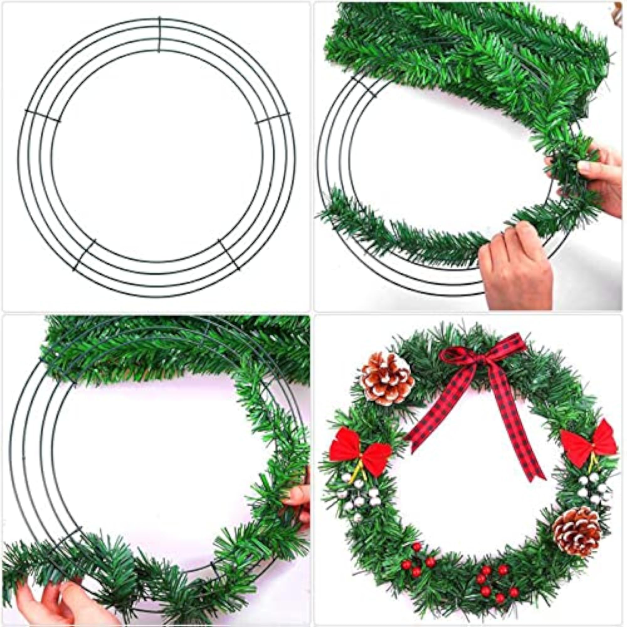 3x Iron Round Wire Wreath Making Frame for Floral Arrangement DIY