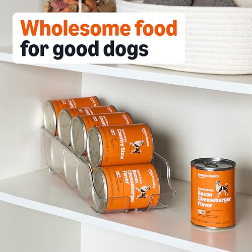 Image of Amazon Basics Wet Dog Food Cuts in Gravy Variety Pack, Bacon Cheeseburger Flavor and Country Stew Flavor, Made with Real Beef and Chicken, 13.2 oz can (6 cans of Each Flavor, 12 cans in Total)