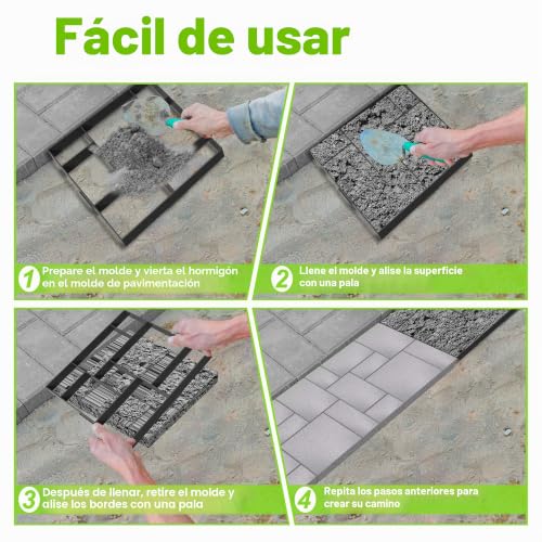 Miniatura 4 de Fivmen 2 Moldes Para Pavimento, Molde Para Pavimento, 8 Cámaras, Diy Jardín, Hormigón, Encofrado, Adoquines, Pintura De Plástico, Placas De Acera, Cuadrado 01