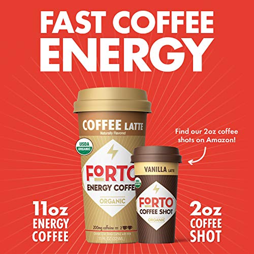 FORTO Energy Coffee – 200mg Caffeine, Coffee Latte, Delicious & Organic Energy, Ready-To-Drink 11 Fl Oz, Pack of 12
