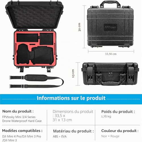 Valise DJI Mini 4 Pro pour protéger votre drone des chocs et de l'eau - 6