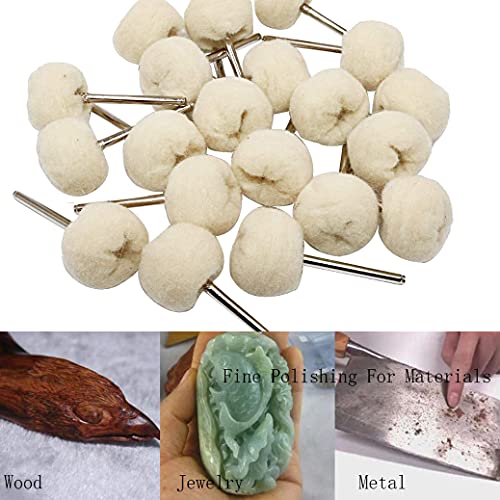 Luo Ke 20 Pcs Soft Wool Polishing Wheel Cashmere Buffing Ball 3 Mm Mandrel Mounted For Fine Polishing Jewelry, Watches, Silver Surface Etc #TOP3