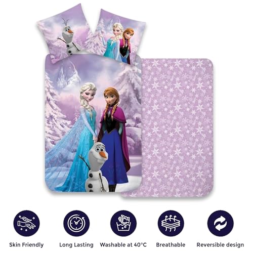Disney Frozen Baby Bedding Set 100% Cotton | Duvet Cover 100x140 cm and Pillowcase 40x45 cm for Toddler Bed | Frozen Elsa & Anna Design | Soft Natural Bed Linen for Girls & Toddlers - Image 5