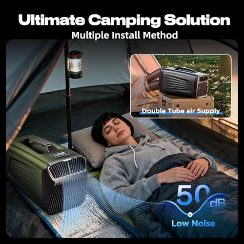 Image of Outohome 5200BTU Portable Camping Air Conditioner For Tent Outdoor and Indoor Use,400W Low Power for RV,Truck,Van and Car Cooling (Dark Green)
