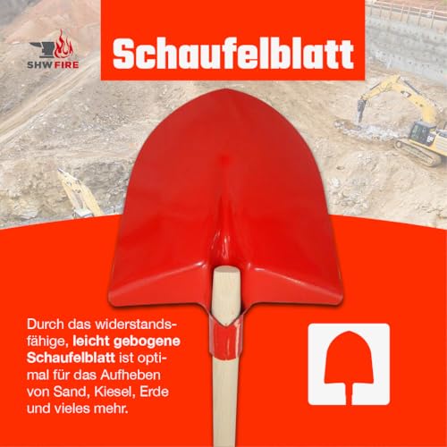 Frankfurter Schaufel SHW-Fire aus Spezialstahl mit langem Holzstiel