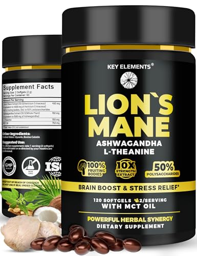 Organic Lion’s Mane Mushroom Supplement with MCT Oil for Brain