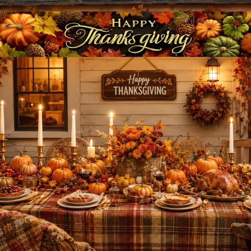 Image of Nuxovilar Thanksgiving Banner 118.1x19.6 Inches Polyester