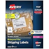 Avery Waterproof Shipping Labels with Sure Feed & TrueBlock, 3-1/3' x 4', 300 White Laser Labels...