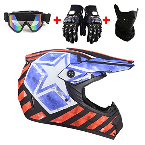 Zozmy Volwassen Off Road Helm Downhill BMX Off Road ATV Cross Helm Beschermende Helm Motocross Helm Jet Helm Motorhelm Scooter Helm Bromfiets Helm Volledige Gezicht Helm Downhill, M