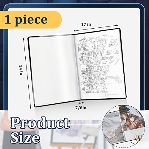 Pasta A2 resistente com capas de plástico 43 x 61 cm, pasta portfólio com 30 protetores de folhas tr