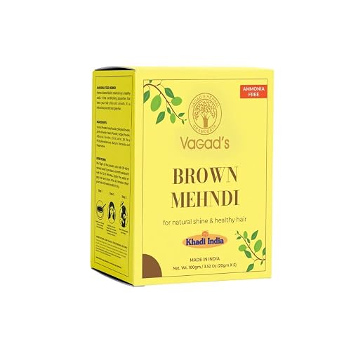 VAGAD'S Herbal Brown Mehndi for Hair, 100g | Henna with Amla, Shikakai & Hibiscus | Rich Brown Tone with Grey Blending & Natural Shine | Herbal Hair Colour for All Types Smooth & Manageable