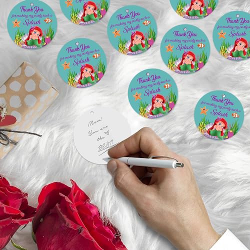Image of Party Propz Thank You Cards - 21 Pcs, Mermaid Theme, Birthday & Return Gifts With Ribbon | Cardstock | Tags | Decoration Items