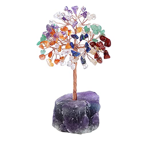 DUOHERESHUI Arbre de Vie en Pierre, Naturelle Feng Shui Ornement, Cristal Fluorine Guérison, Arbre en Pierre, Décoration Arbre, Précieuses Décoration Jardin à Maison Quartz Grenat