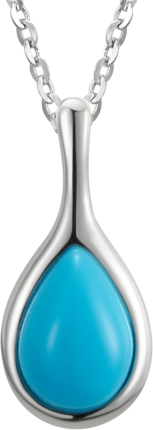 NORBU S925 Opal Necklace for Women, Small Dianty Gemstone Pendant in Sterling Silver, Women's October Birthstone Jewelry Gifts for Birthday, Anniversary, Christmas