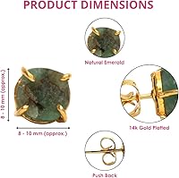 Vista 126 de Gempires Natural Raw Prong Setting Stud Earrings, 8-10 mm Crystals Earring, Handmade Jewelry, Gift for Her