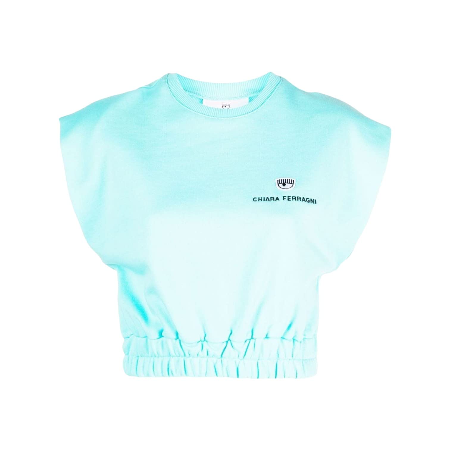 Chiara Ferragni T-Shirt Senza Maniche da Donna Marchio, Modello Logo Classic 74CBHT05CFT03, Realizzato in Cotone. S Turchese