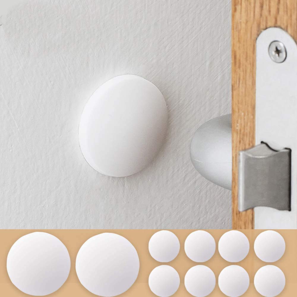 IHUIXINHE Door Stopper Wall Premium Quality Door Bumper Self Adhesive 3M Sticker Strong Stickiness Wall Protector Set for Protecting Wall, Doorknobs, Refrigerator Door, Cabinets,2 PCS 3.15"+8 PCS1.57"
