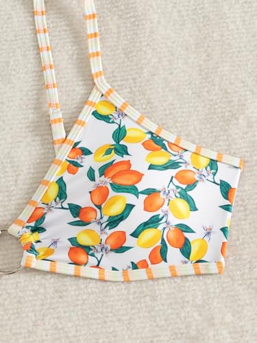 Image of Fanuerg Women's Triangle Bikini Sets O Ring Linked Two Piece Swimsuits Floral Printed Cheeky Bathing Suit