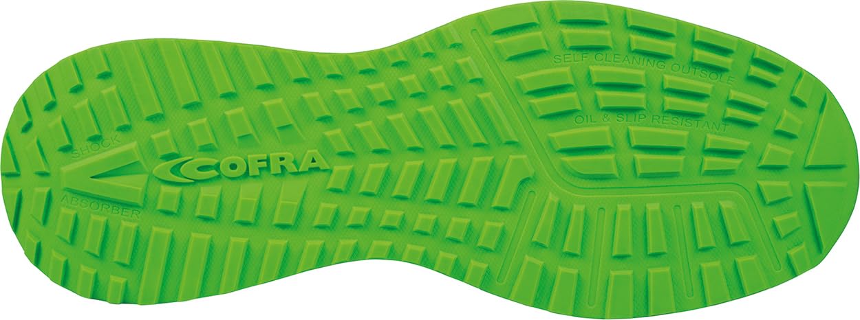 COFRA Gambol ESD Zapatos de Seguridad, Negro con Verde, Puntera de Aluminio 200J, Suela EVA/Goma de Nitrilo HRO, S1 PS SR FO