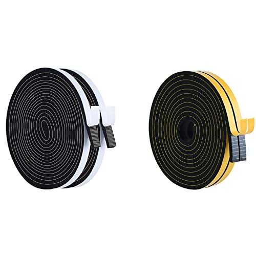Trisiki 26 Ft High Density And 33 Ft Low Density Weather Stripping Door Seal Strip, Strong Adhesive Ac Insulation Foam Tape, Lightproof Anti-Bug(Both With Size Of 1/2 In X 1/4 In) #TOP19