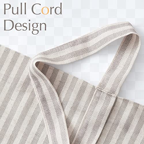 Jinchan Tie Up Curtain Striped Pattern Valance 18 Inch Bow Tie Curtains For Kitchen Bathroom Rod Pocket Pinstripe Valance Window Treatments Ticking Stripe Pull Cord Valance 1 Panel Grey On Beige #TOP4