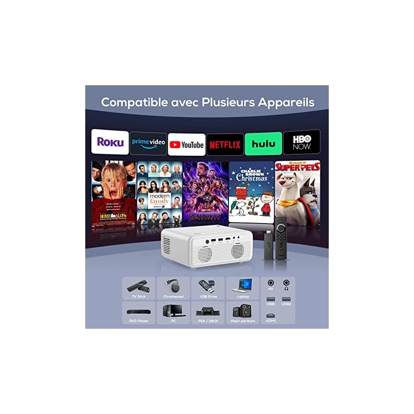 vidéoprojecteur 5g wifi bluetooth, 13000 lumens full hd 1080p natif 4k supportée, izeeker rétroprojecteur mini portable home cinéma pour ios android ps5 hdmi usb firestick (avec trépied)
