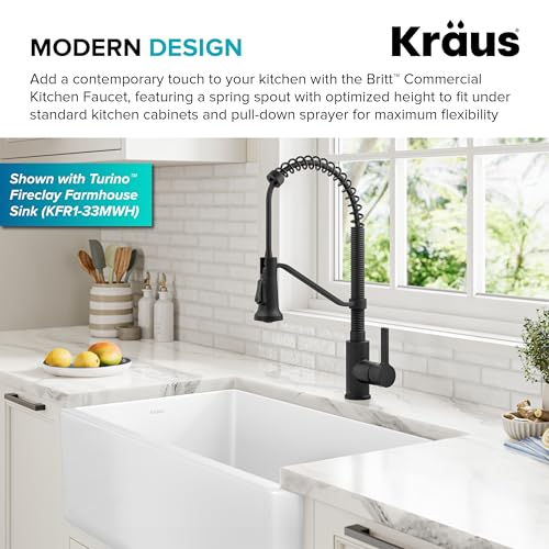 Image of KRAUS Britt Commercial Style 2-Function Single Handle Pull Down Kitchen Faucet in Matte Black, KPF-1693MB