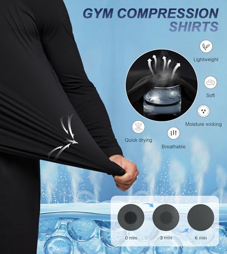 Fioboc Men's Compression Shirts Long Sleeve Workout Shirt Quick Dry Moisture Wicking Athletic T Shirts Gym Running Tops4