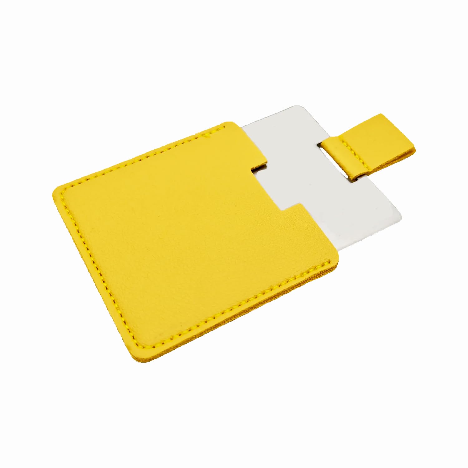 Pocket Mirror Travel Mirror 2.36 Inches Mini Handheld Stainless Steel Unbreakable Mirrors with PU leather Case (Yellow)