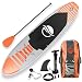 SereneLife Inflatable Stand Up Paddle Board (6 Inches Thick) with Premium SUP Accessories & Carry Bag | Wide Stance, Bottom Fin for Paddling, Surf Control, Non-Slip Deck | Youth & Adult Standing Boat