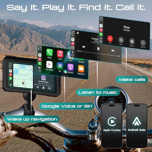 Image of 5.0 inch Wireless Motorcycle CarPlay Screen with TPMS, Model MOX50 | Wireless Apple CarPlay & Android Auto, IP67 Waterproof GPS, Dual Bluetooth, Magnetic Mount, Voice Control.
