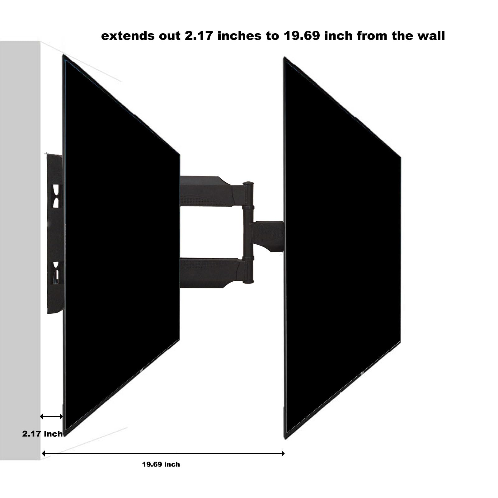 Supporto da parete per TV Full Motion, orientabile e inclinabile, per TV da 32" a 60" e schermi piatti, LED LCD fino a 31,8 kg, VESA da 100 x 100 mm a 400 x 400 mm, nero