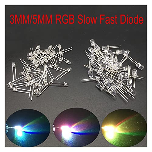 Mjwlgs Leuchtdiode 100x F5 5mm Runde langsame RGB Schnelle RGB-Flash-Diode LED Rainbow Multi Color Rot Grün Blaue Licht emittierende Dioden Wasser Klare Lampe (Emitting Color : 5MM RGB Slow) Cover