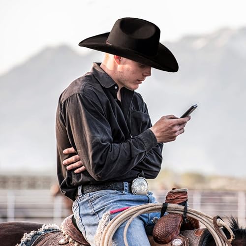 Image of FLUFFY SENSE. Cowboy Hat for Women and Men with Shapeable Wide Brim - Felt Cattleman Western Hats for Cowboys and Cowgirls