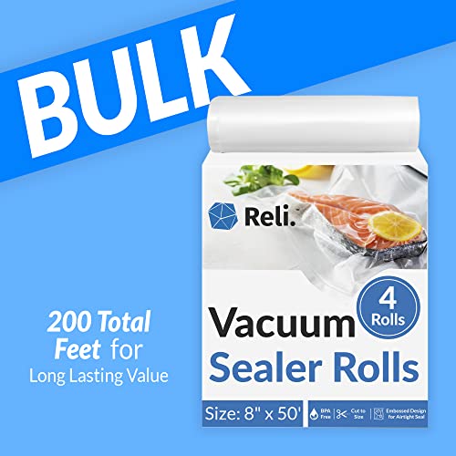 image for Reli. Vacuum Sealer Bags - 4 Rolls of 8