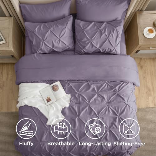Image of Bedsure California King Comforter Set - Bed in a Bag Cal King Bedding Set 7 PCS, GentleSoft Pintuck Bed Set Gift for Family, All Season Down Alternative Comforter with Sheets, Pillowcases & Shams