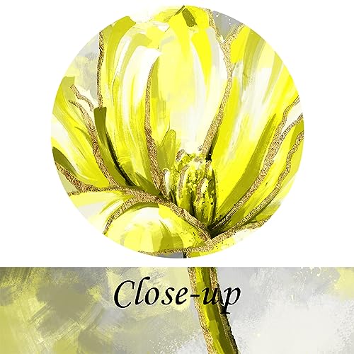 Lienzo tríptico de flores modernas gris y amarillo para decoración 5