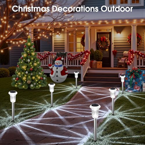 Eyrosa Solar Outdoor Lights, Waterproof Stainless Steel Solar Stake Lights for Pathway Garden Yard Path Walkway Driveway Lawn Patio Outside Decor, Cool White - Image 3