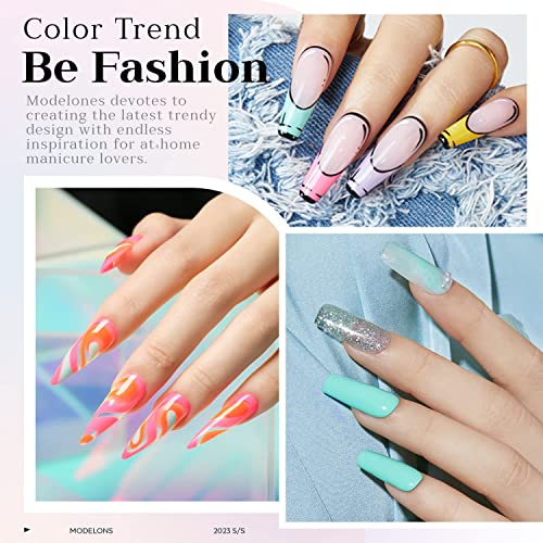 Modelones Gel Nail Kit, 12 Colors White Pink Gel Nail Polish Kit with 48W Lamp Starter Kit, Glossy & Matte Top and Base Coat - Image 2