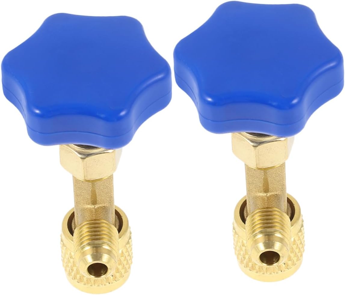 2pcs Safety Adapter Flow Control Ball Valves Brass Refrigerant Charging Valve Opener Tool for Ac Safety