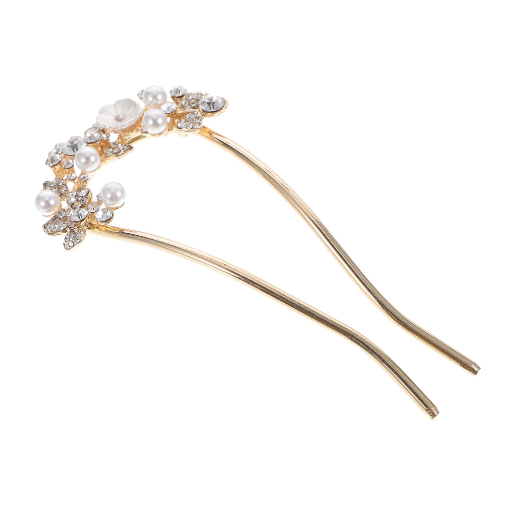 Ipetboom Elegant Pearl Hair Fork with Rhinestones Durable Bun Hair Stick for Women Hair Accessory for Weddings Parties and Daily Wear Enhances Any Hairstyle and Adds