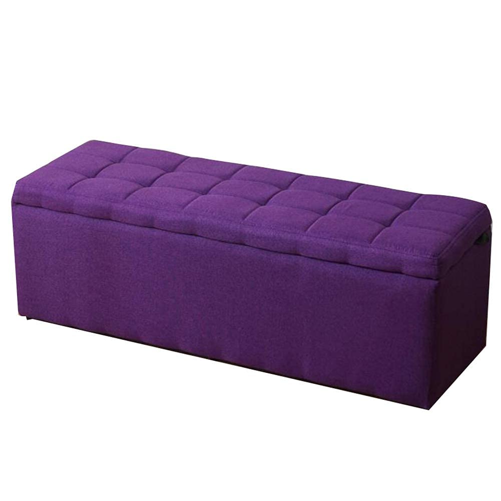 Pouf rangement en tissu violet 80x40cm pour ranger les chaussures dans l'entrée