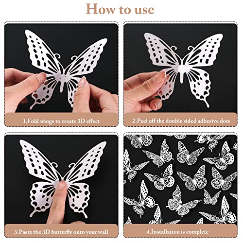 image for SAOROPEB 3D Butterfly Wall Decor - 48 Pcs, 4 Styles, 3 Sizes - Removab
